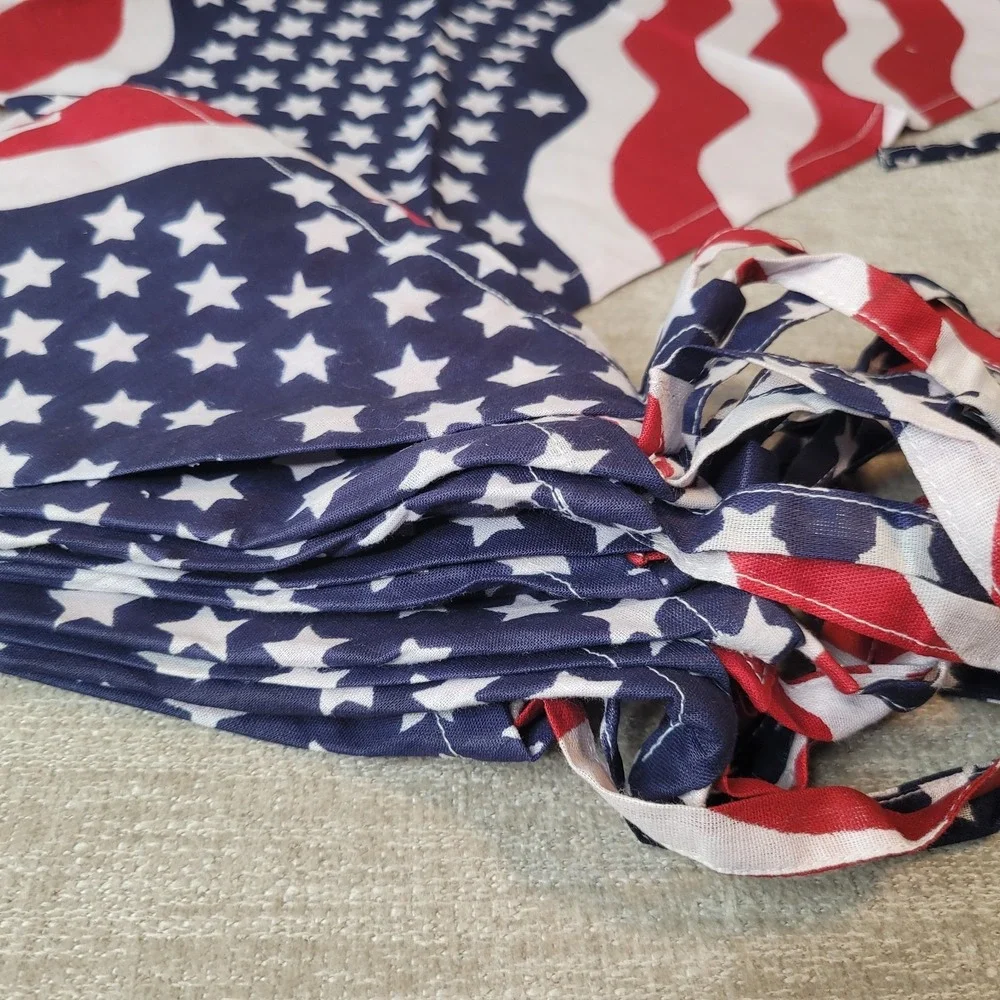 Set of 12 USA American Flag Bandannas Kerchief Facemask 100% Cotton Lot NEW